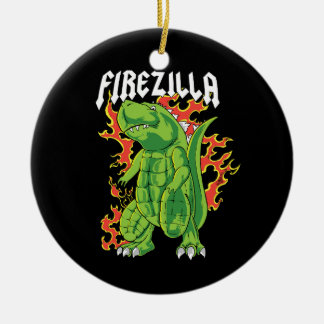 Firezilla Green And Fire Monster Ceramic Tree Decoration