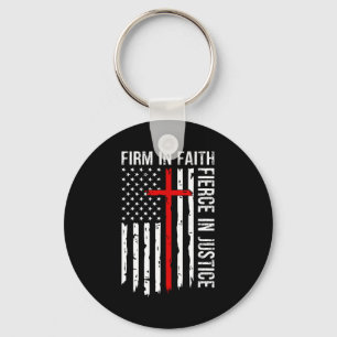 Firm In Faith Fierce In Justice Usa Flag Christian Key Ring
