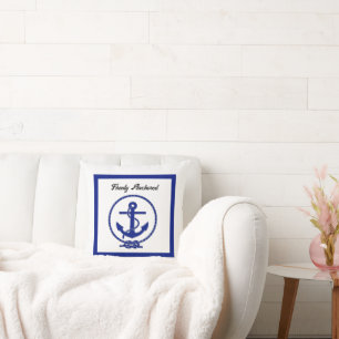 Firmly Anchored Nautical Anchor Coastal Artwork Cushion