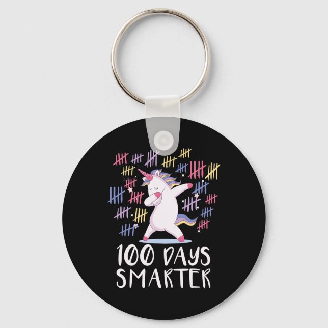 First 100 Days Of School Unicorn  Key Ring (Front)