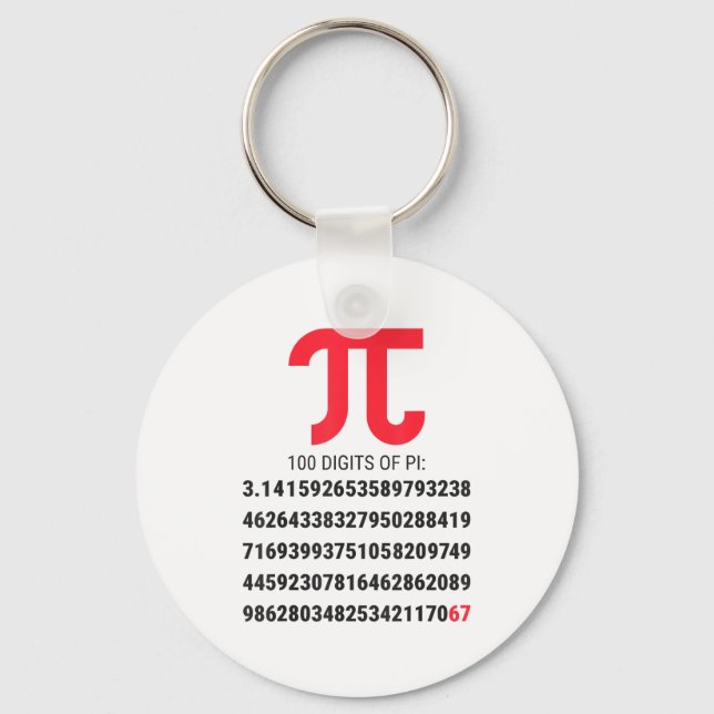 First 100 Digits Of Pi 67 Nerds Geeks Math Teacher Key Ring (Front)
