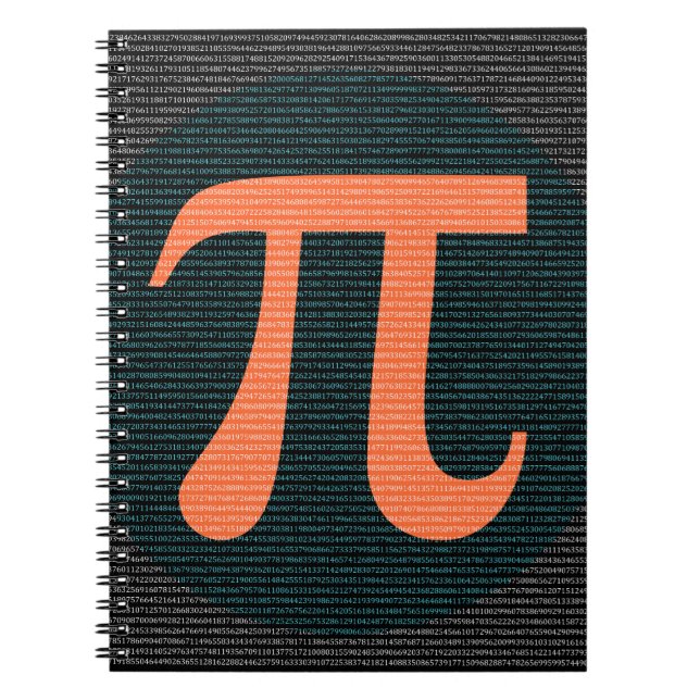 First 10,000 digits of Pi in blue and orange Notebook (Front)