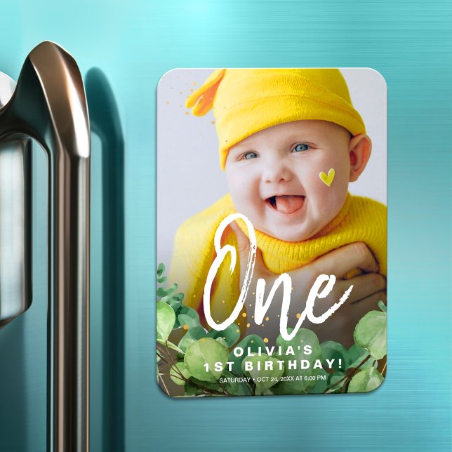 First 1 Elegant rustic birthday classic photo Magnet (Creator Uploaded)