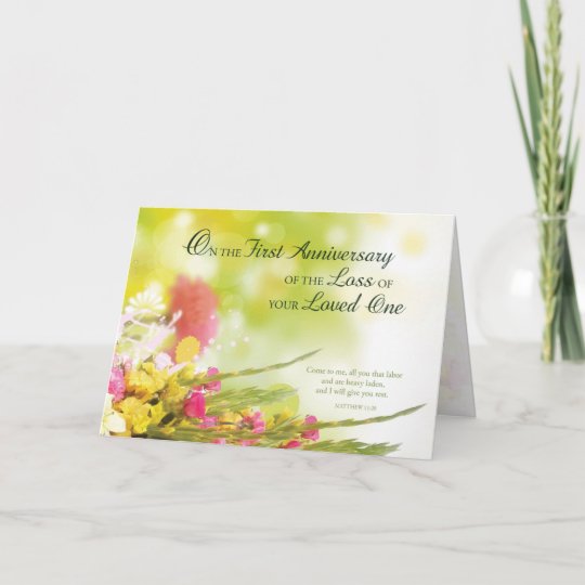 First 1st Anniversary Of Loved One S Death Flowers Card Zazzle Co Uk