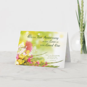 First 1st Anniversary of Loved One’s Death Flowers Card