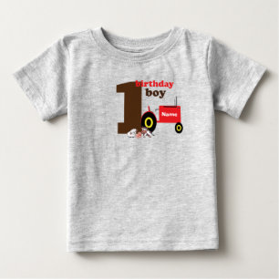 first 1st birthday boy farm old theme tractor baby T-Shirt