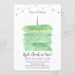 First 1st Birthday Cake Invitation