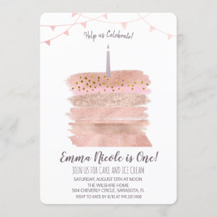 First 1st Birthday Cake Invitation