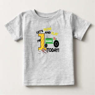 First 1st birthday - farm themed tractor party baby T-Shirt
