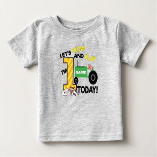 First 1st birthday - farm themed tractor party baby T-Shirt