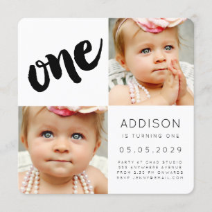 First 1st Birthday Party Boy Girl Photo Card