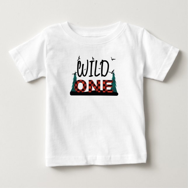 First 1st birthday wild one buffalo plaid shirt (Front)