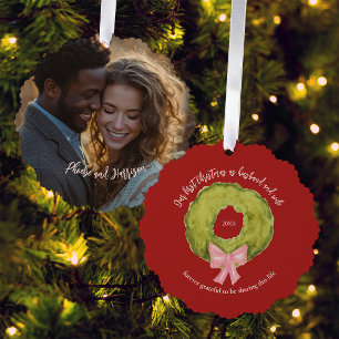 First 1st Christmas Married Mr Mrs Keepsake Photo Tree Decoration Card