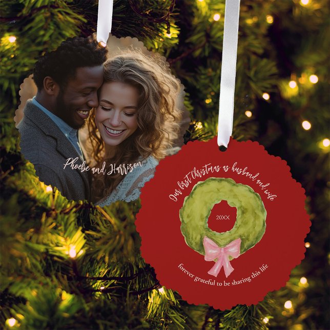 First 1st Christmas Married Mr Mrs Keepsake Photo Tree Decoration Card (Creator Uploaded)