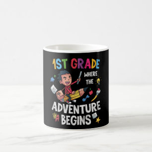 First 1st Grade Adventure School Teacher Kids Boys Coffee Mug