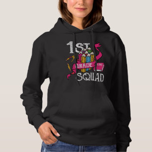 First 1st Grade School Kids Teacher Squad Dinosaur Hoodie