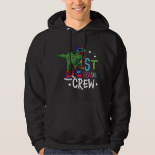 First 1st Grade School Kids Teacher Squad Dinosaur Hoodie