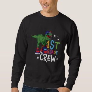 First 1st Grade School Kids Teacher Squad Dinosaur Sweatshirt