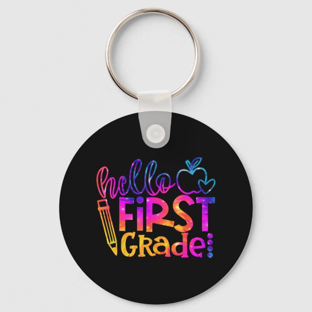 First 1st Grade Teacher First Day Back To School T Key Ring (Front)