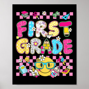 First 1st Grade Teacher Kid Back To School Preppy Poster