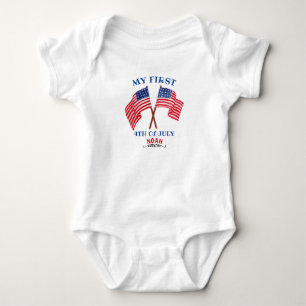 First 4th of July 4th Toddler Patriotic USA Flag B Baby Bodysuit