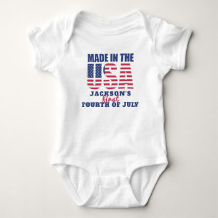First 4th of July Made in the USA Personalised Baby Bodysuit