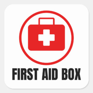 First Aid box Sign  Square Sticker