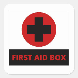 First aid box square sticker