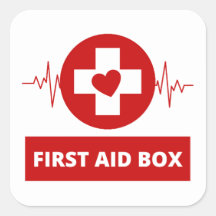 First aid box square sticker