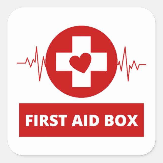 First aid box square sticker (Front)