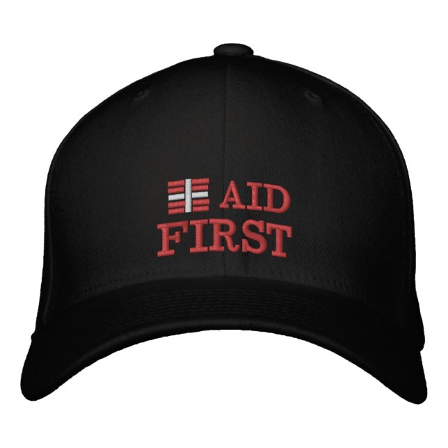 First Aid embroidered Trucker hat Red / B|ack (Front)