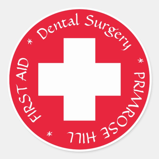 First Aid - Medic (cross) - Ambulance, Dental Help Classic Round Sticker (Front)