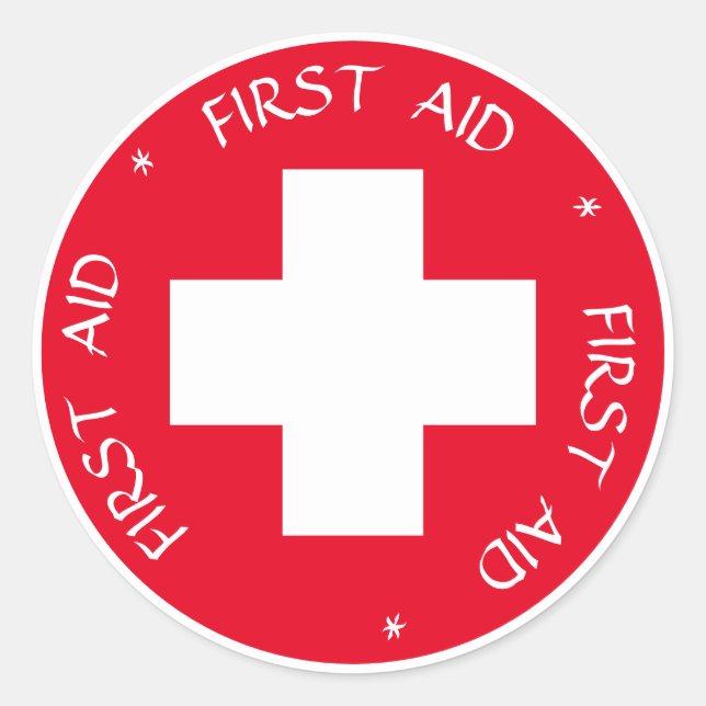 First Aid - Medic (cross) - Ambulance, Help Classic Round Sticker (Front)