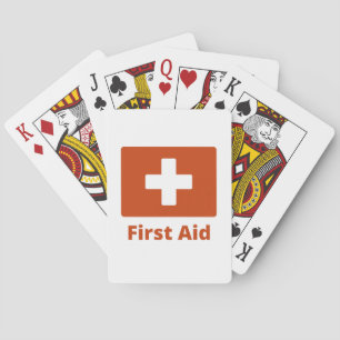 First Aid Playing Cards Simple Red White Design