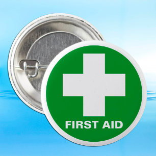 First Aid (Red Cross) - Ambulance, Help, Doctor 6 Cm Round Badge