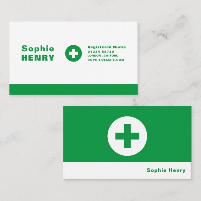 First Aid Symbol, General Practitioner, Nurse Business Card (Front/Back)