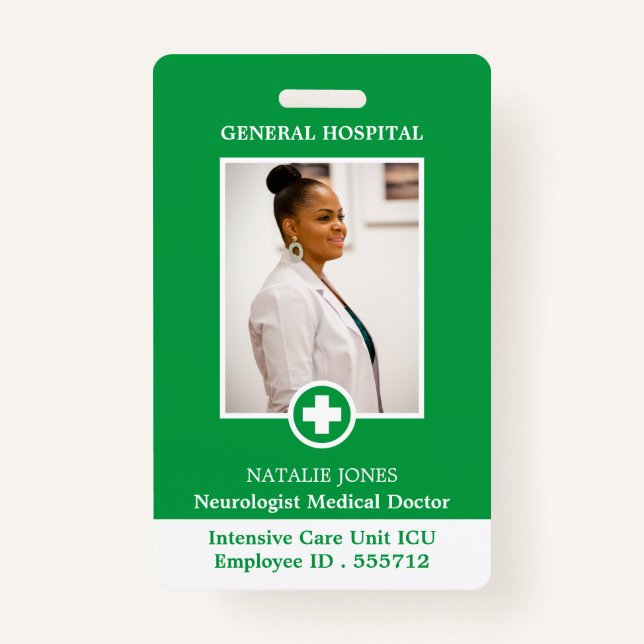 First Aid Symbol, Photo Medical ID Badge (Front)