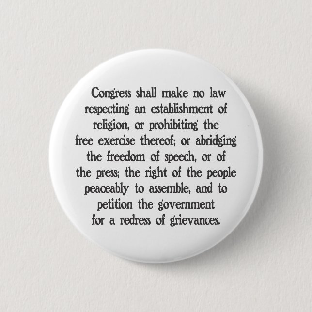First Amendment 6 Cm Round Badge (Front)