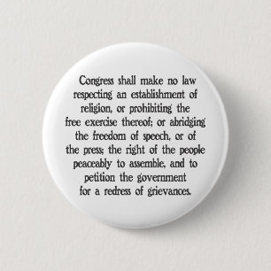 First Amendment 6 Cm Round Badge
