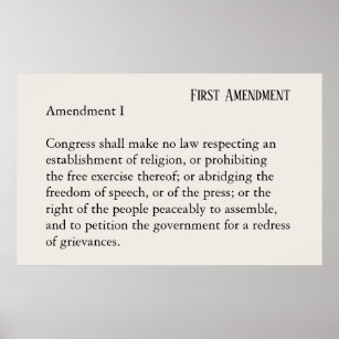 First Amendment Constitution Freedom of Speech Poster