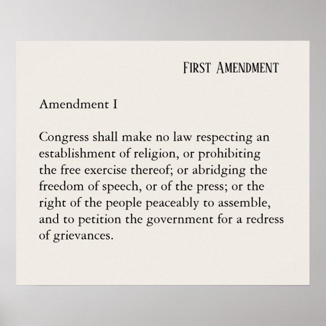 First Amendment Constitution Freedom of Speech Poster (Front)