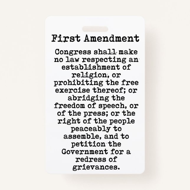First Amendment-Constitution of the United States ID Badge (Front)