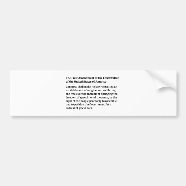 First Amendment of the Constitution Bumper Sticker (Front)