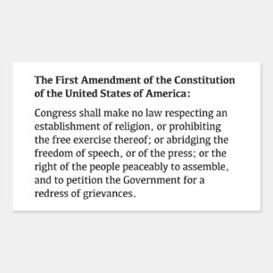 First Amendment of the Constitution Rectangular Sticker