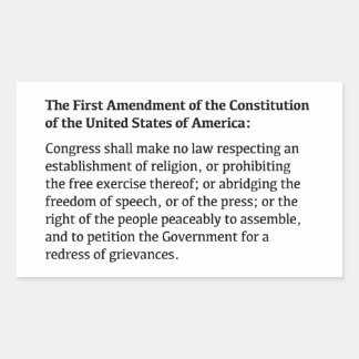 First Amendment of the Constitution Rectangular Sticker