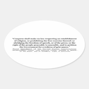 First Amendment of the United States Constitution Oval Sticker