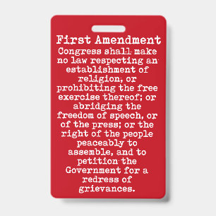 First Amendment Press Pass Badge ID Badge