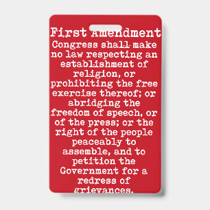 First Amendment Press Pass Badge ID Badge