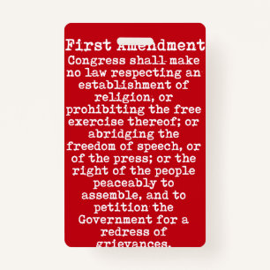First Amendment Press Pass Badge ID Badge