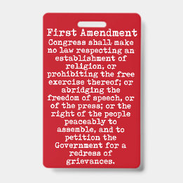 First Amendment Press Pass Badge ID Badge